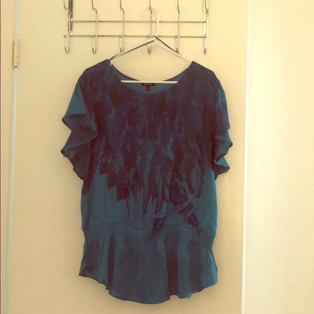 Elegant blue feather blouse